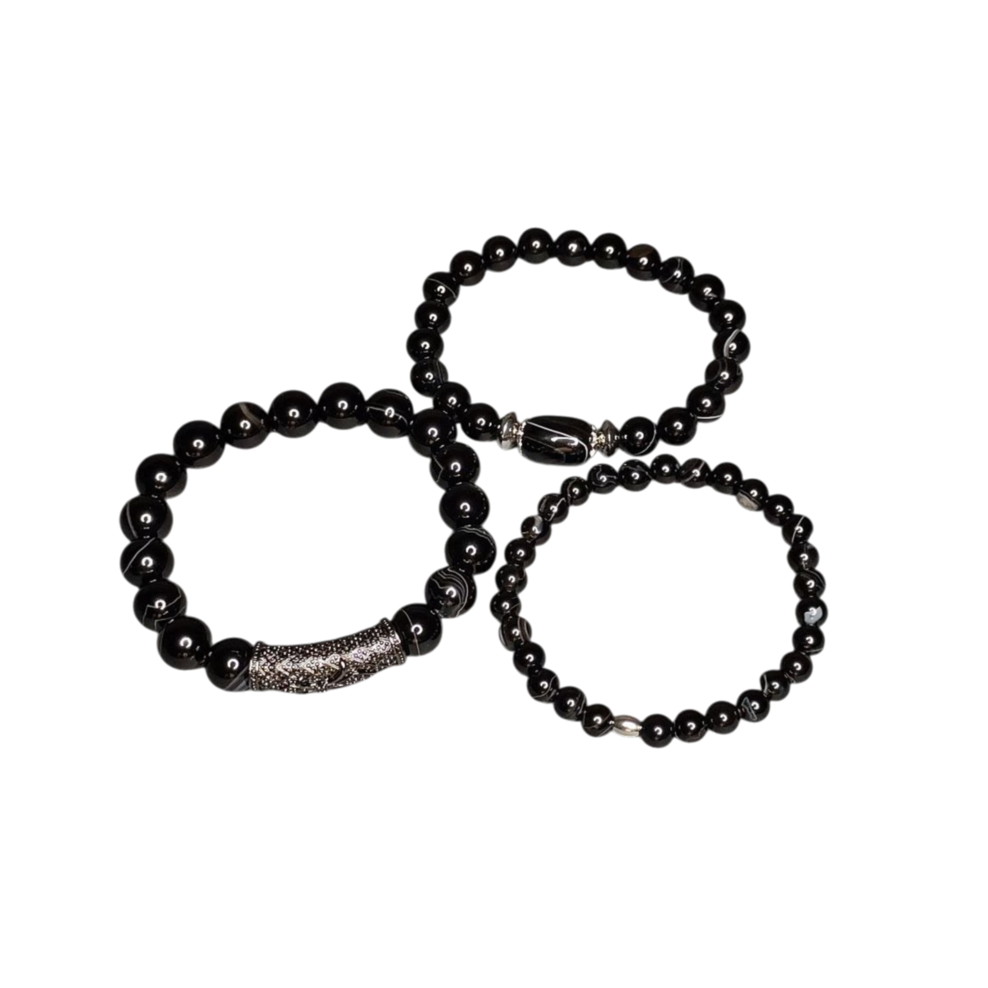 Сет браслетів з чорного агату